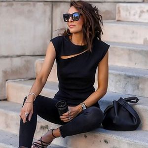 💥 SOLD💥 Black Top with Front Slit by Lucy Whims